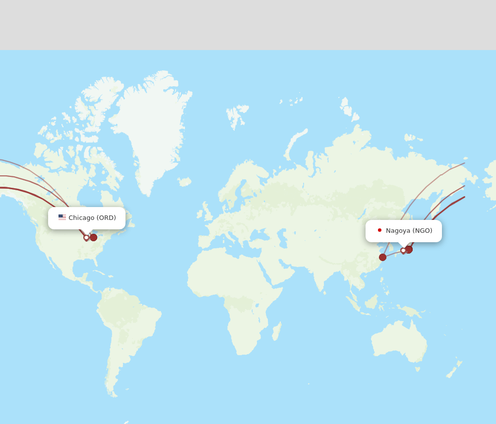 NGO to ORD flights and routes map