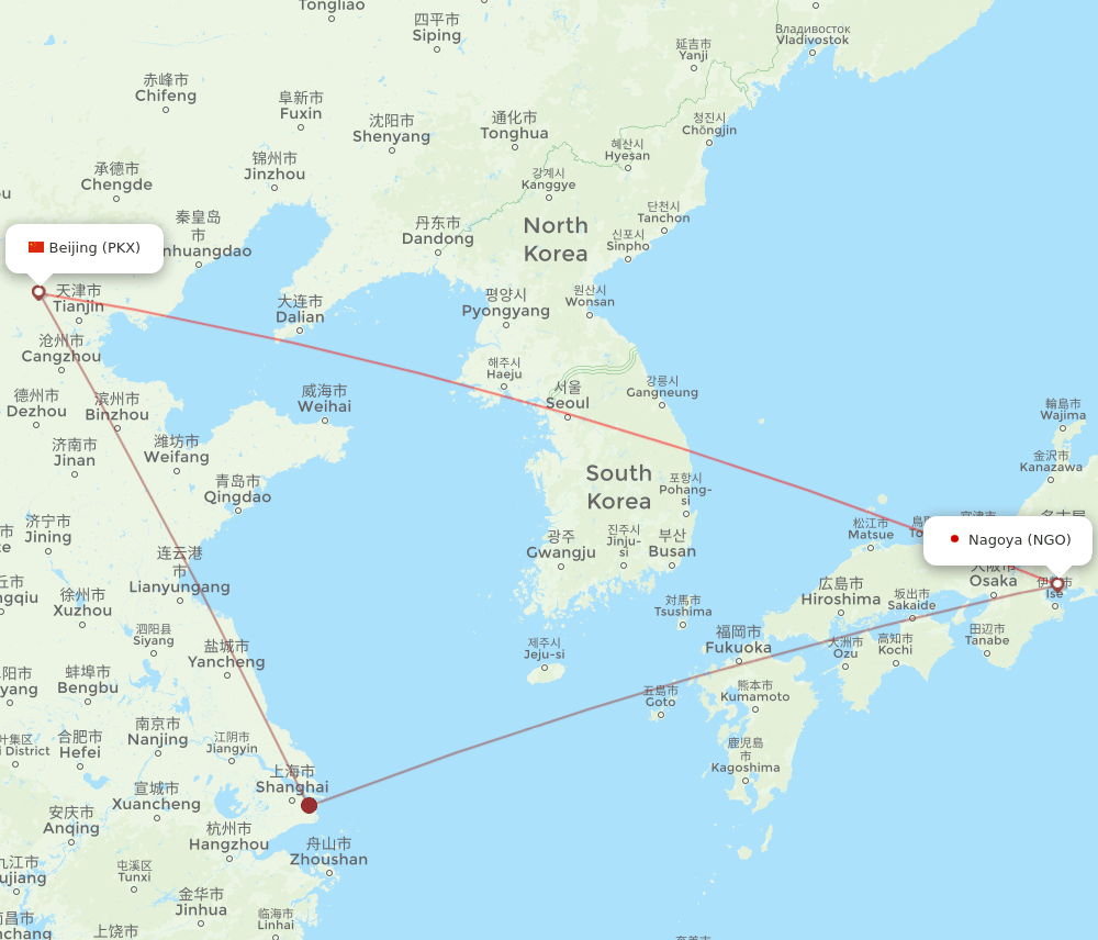 NGO-PKX flight routes