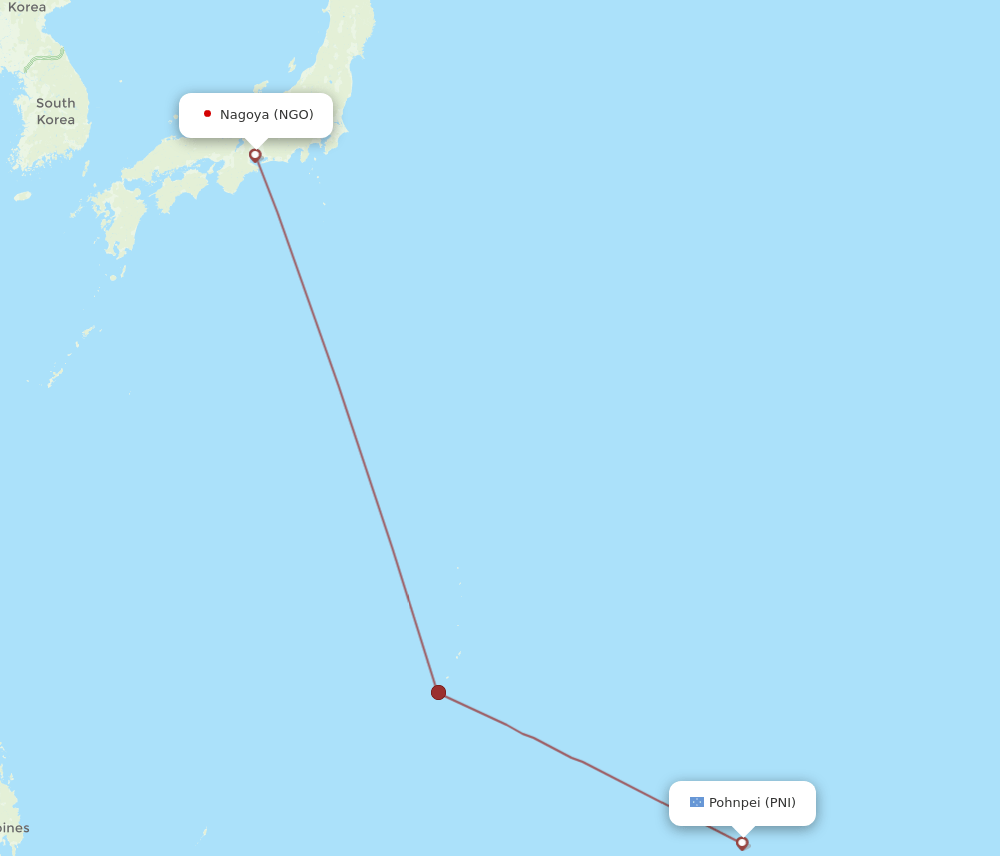 Pohnpei, Caroline Islands - Nagoya route map and flight paths