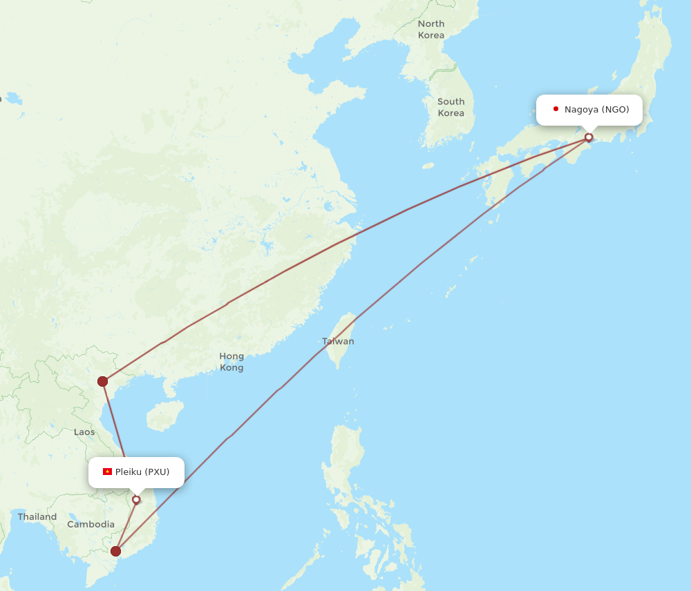 NGO-PXU flight routes