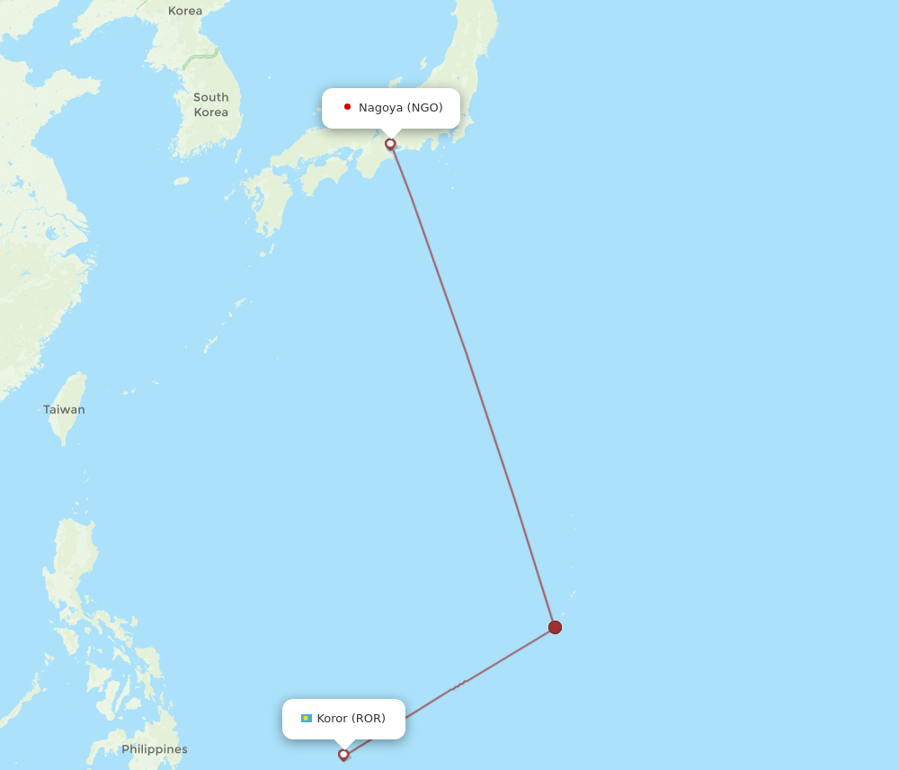 NGO to ROR flights and routes map