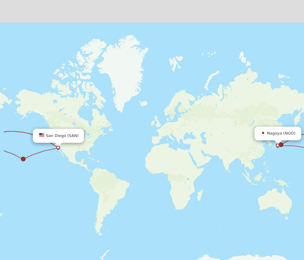 NGO to SAN flights and routes map
