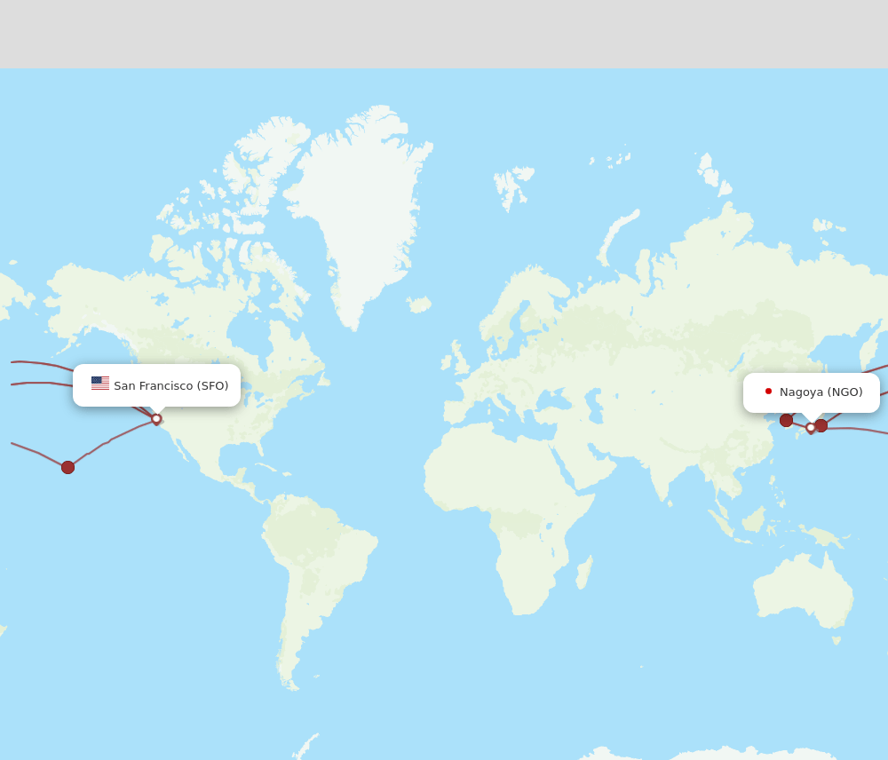 NGO to SFO flights and routes map