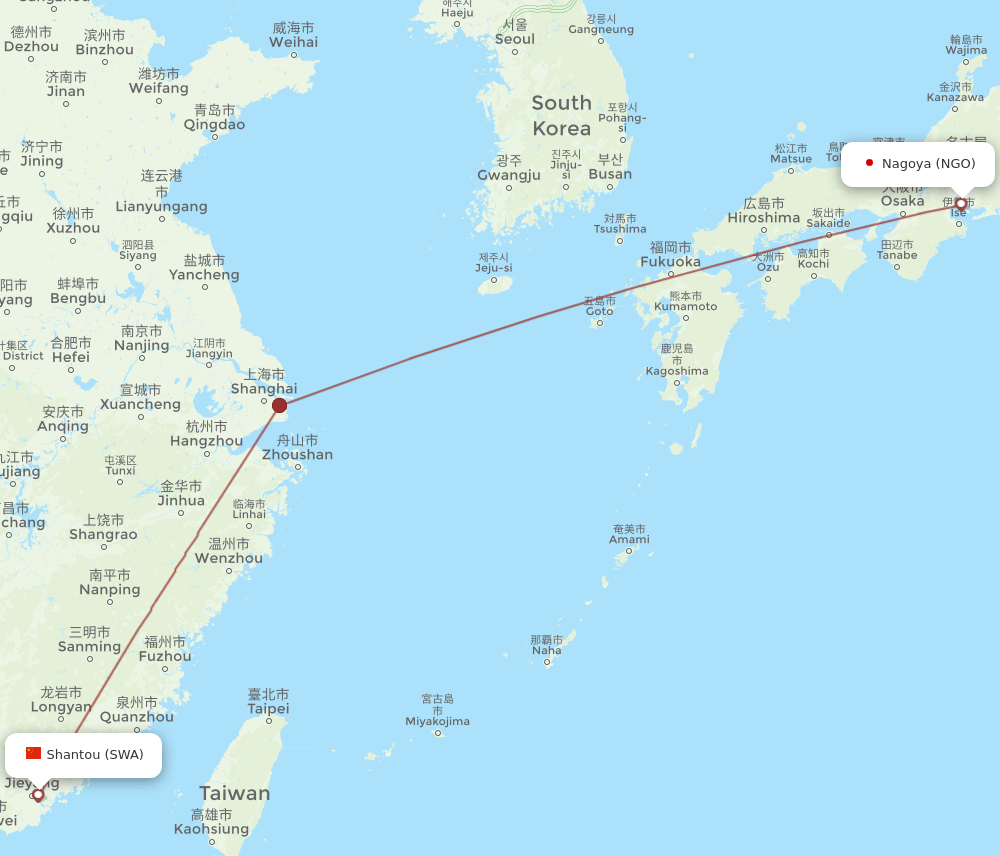 NGO-SWA flight routes