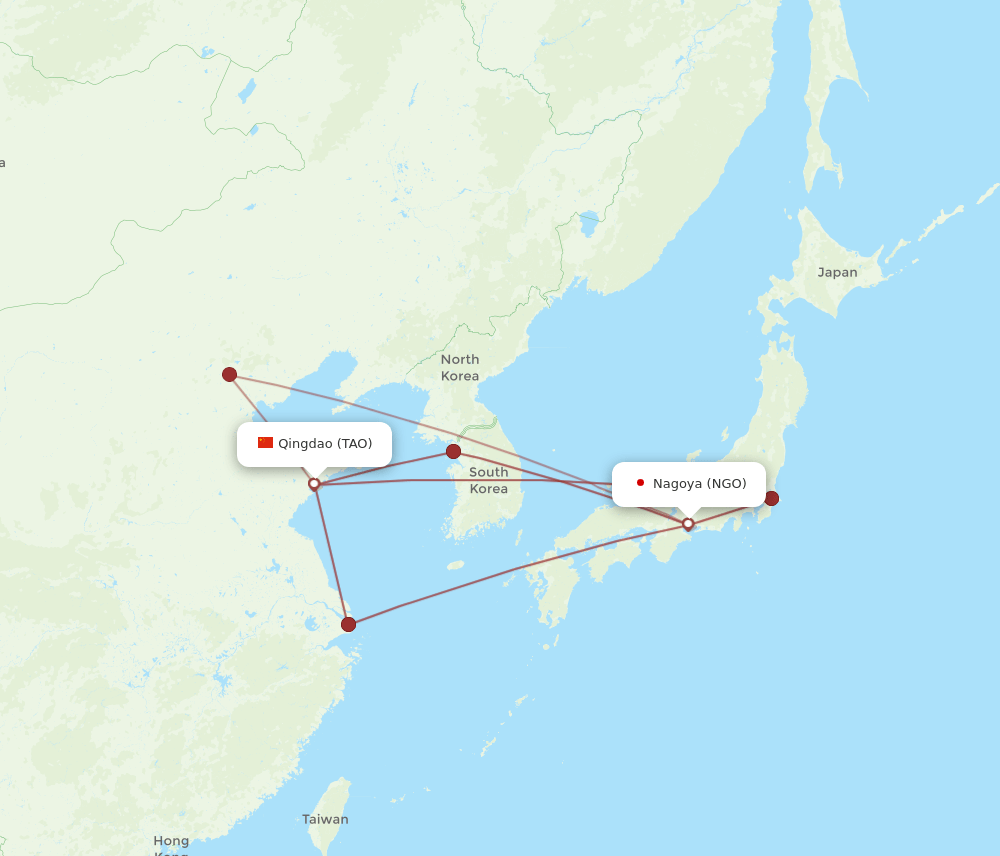 NGO to TAO flights and routes map