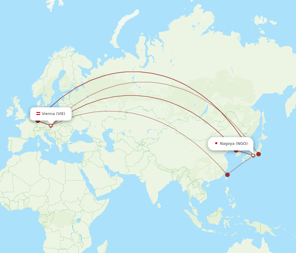 NGO to VIE flights and routes map