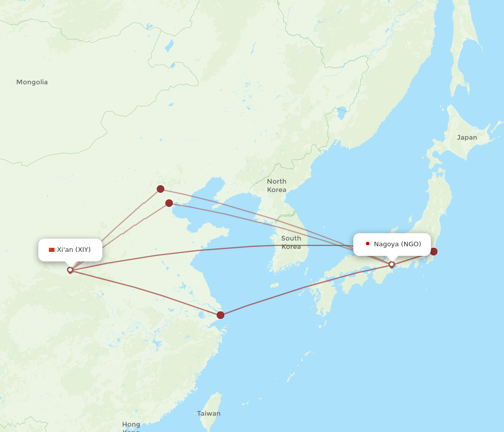 NGO-XIY flight routes
