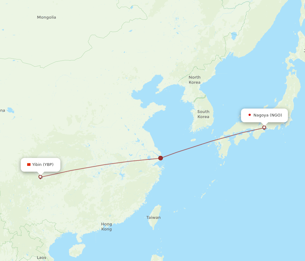 NGO to YBP flights and routes map