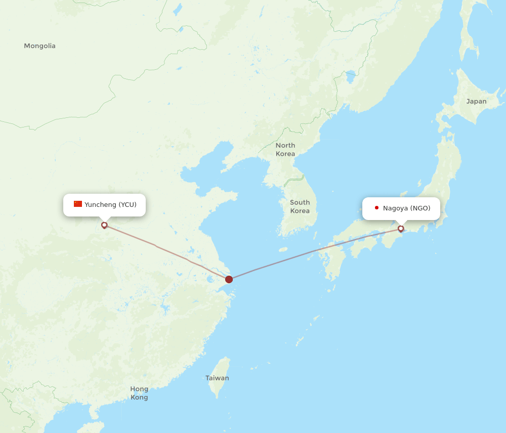 NGO-YCU flight routes