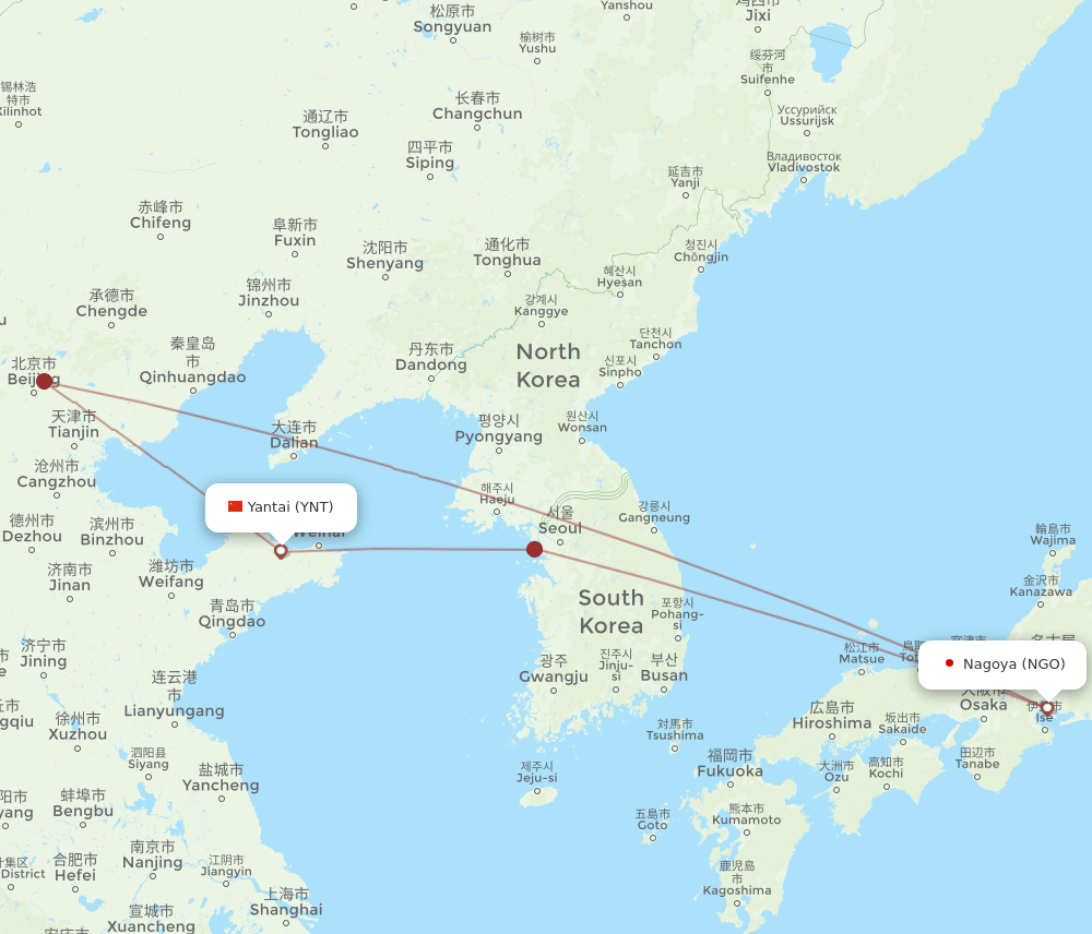 NGO-YNT flight routes