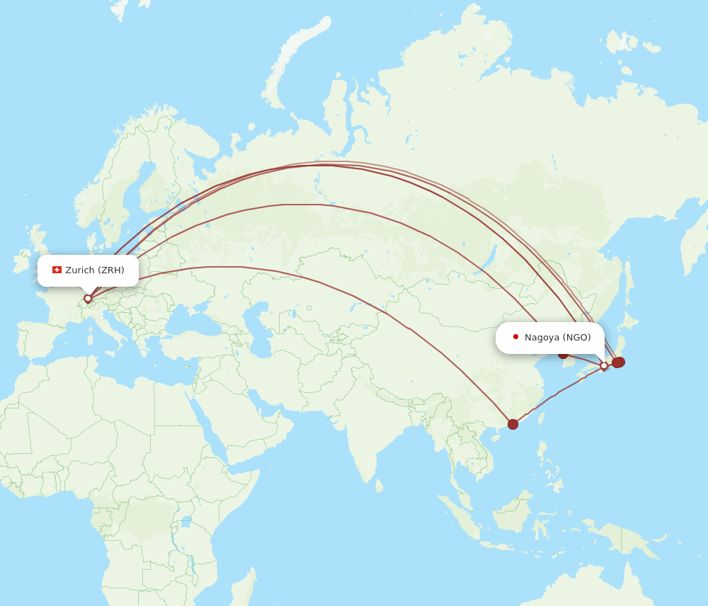 NGO-ZRH flight routes