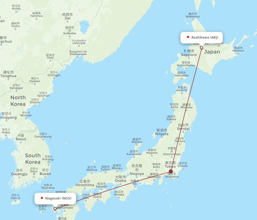 NGS to AKJ flights and routes map