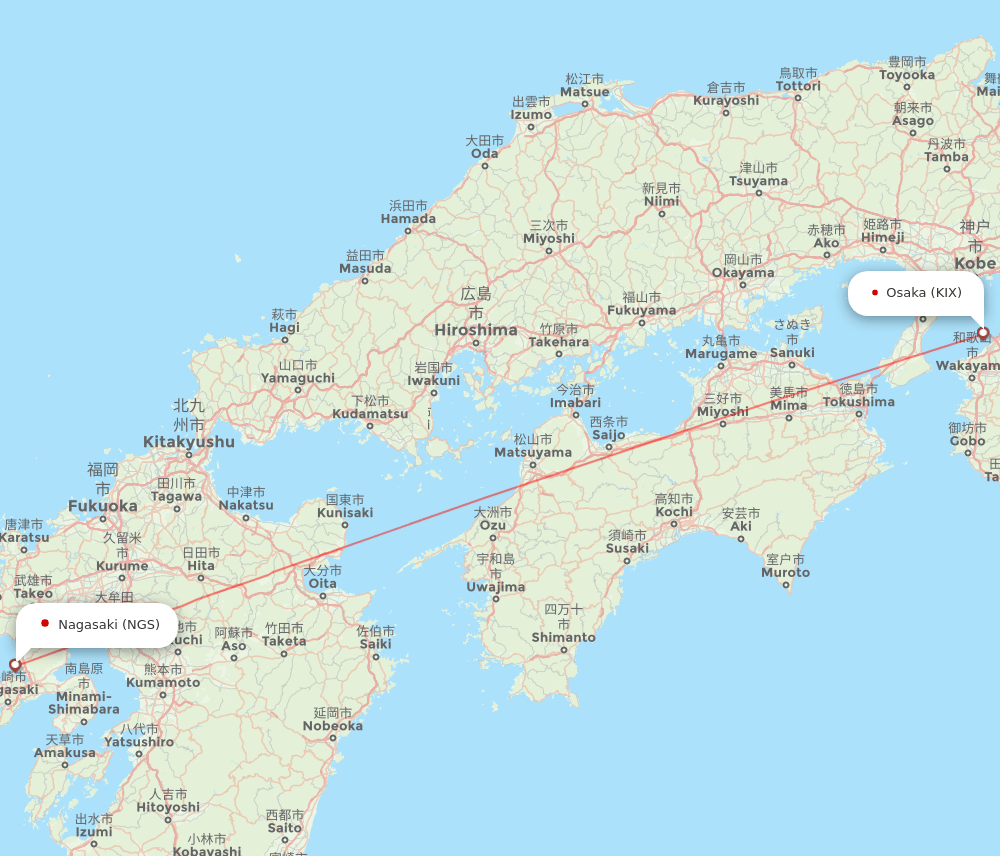 NGS to KIX flights and routes map