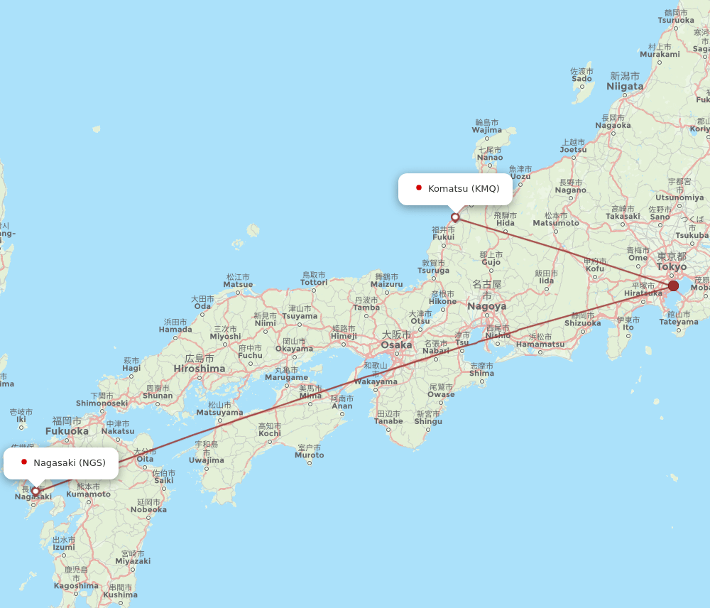 NGS to KMQ flights and routes map