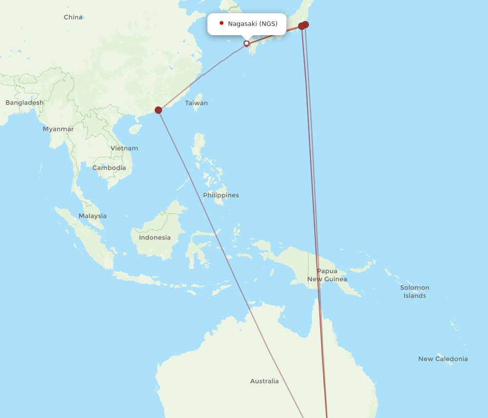 NGS to MEL flights and routes map
