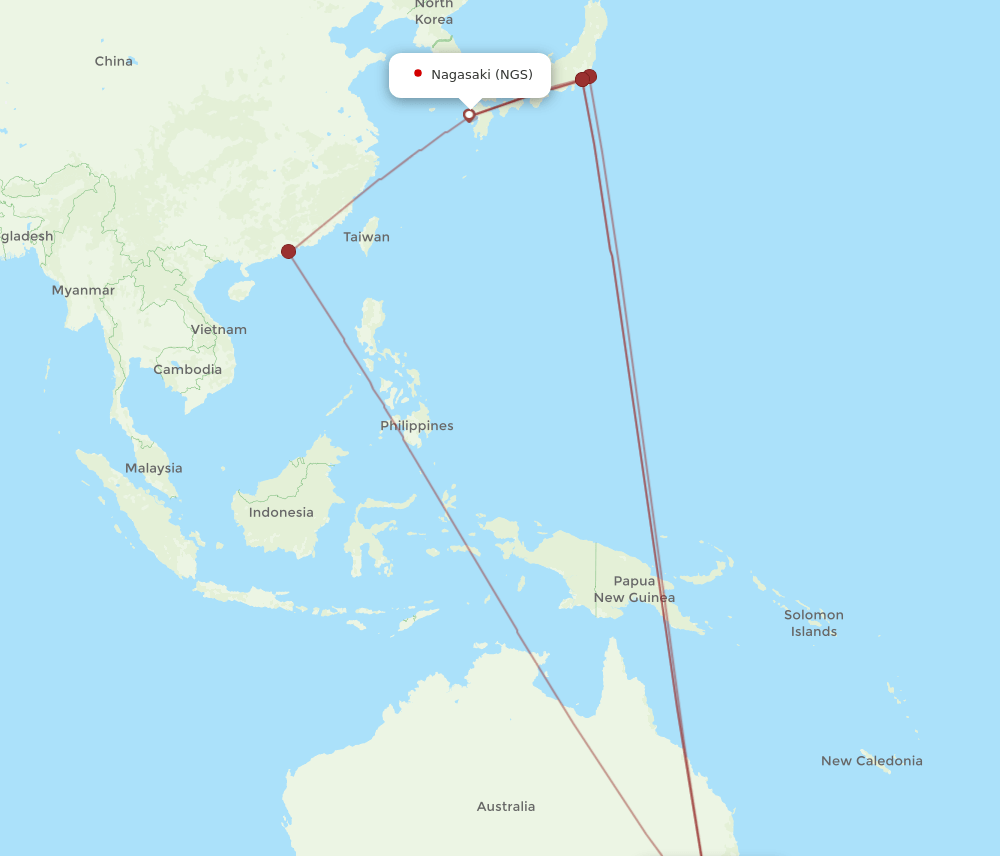 NGS to SYD flights and routes map