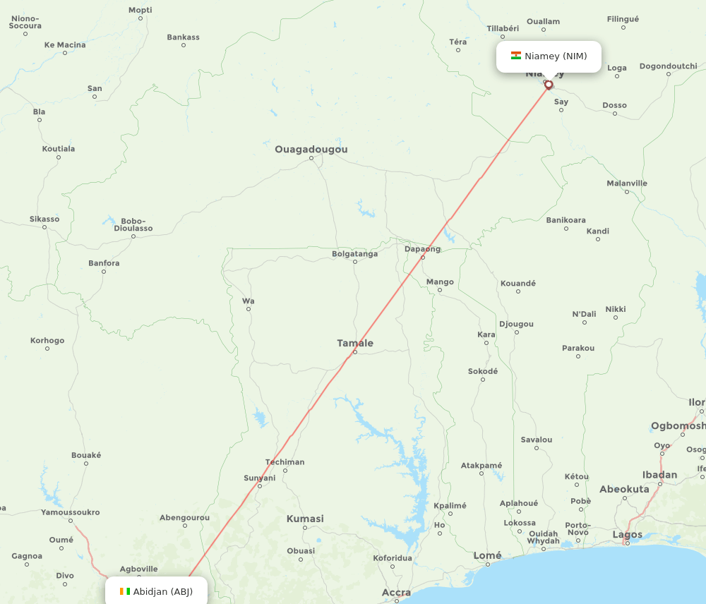 NIM-ABJ flight routes