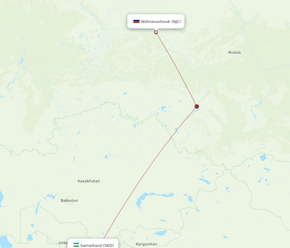 SKD to NJC flights and routes map