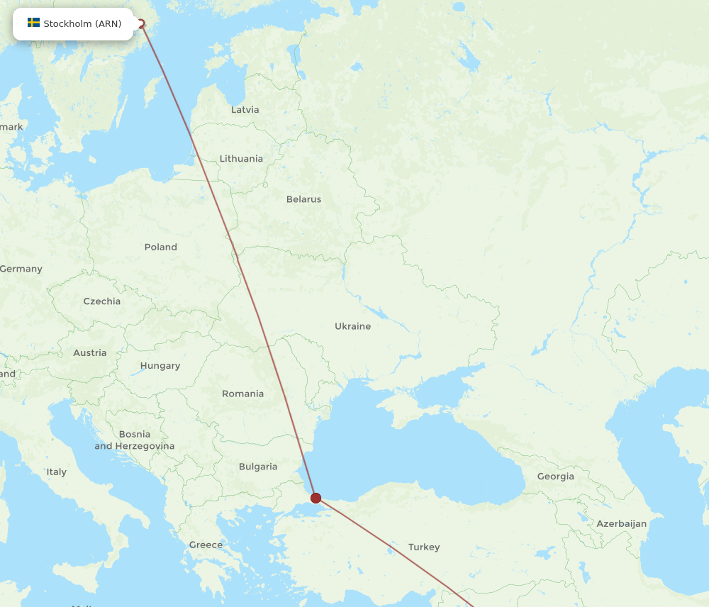 NJF to ARN flights and routes map