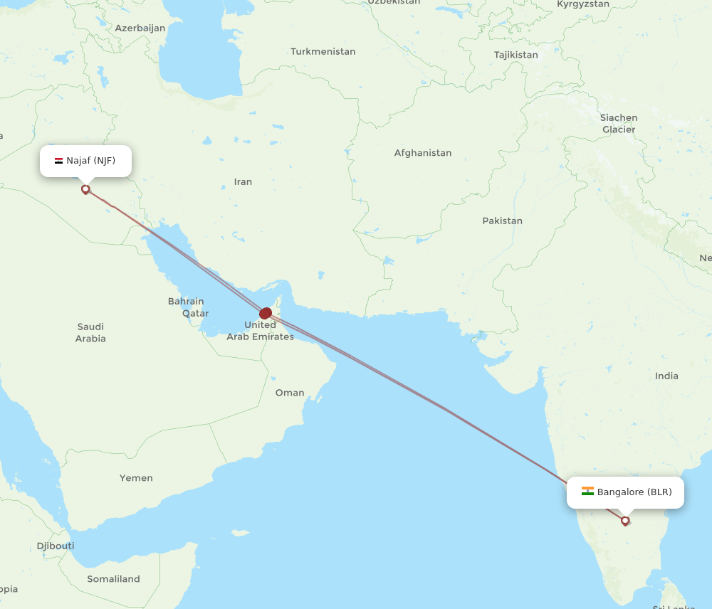 NJF-BLR flight routes