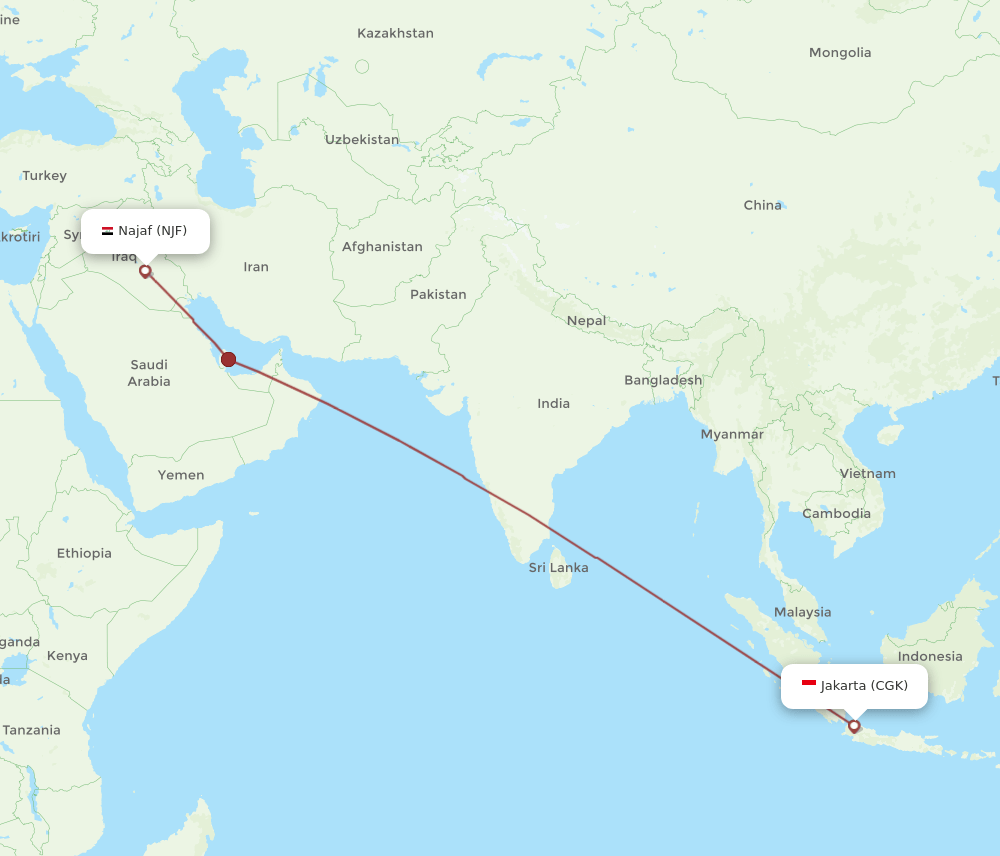 NJF-CGK flight routes