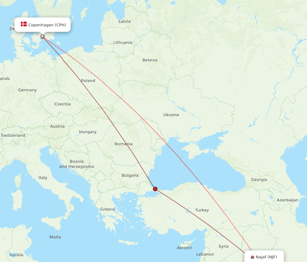 NJF-CPH flight routes