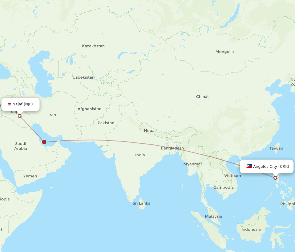 NJF to CRK flights and routes map