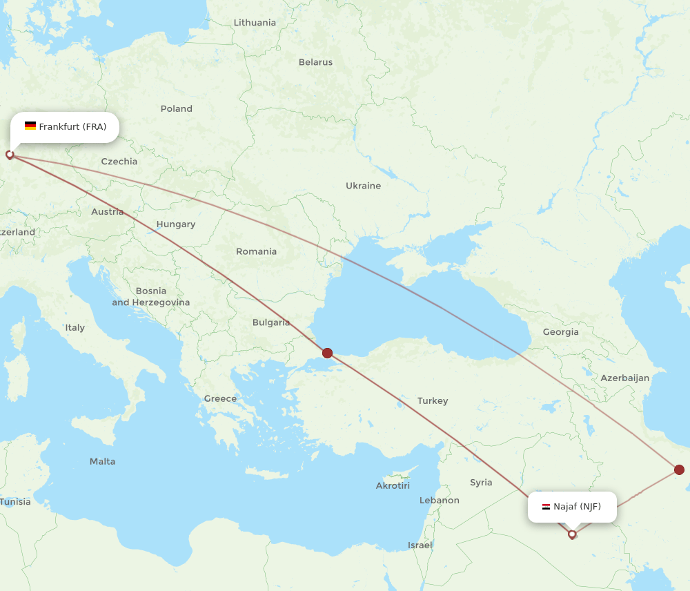 NJF-FRA flight routes