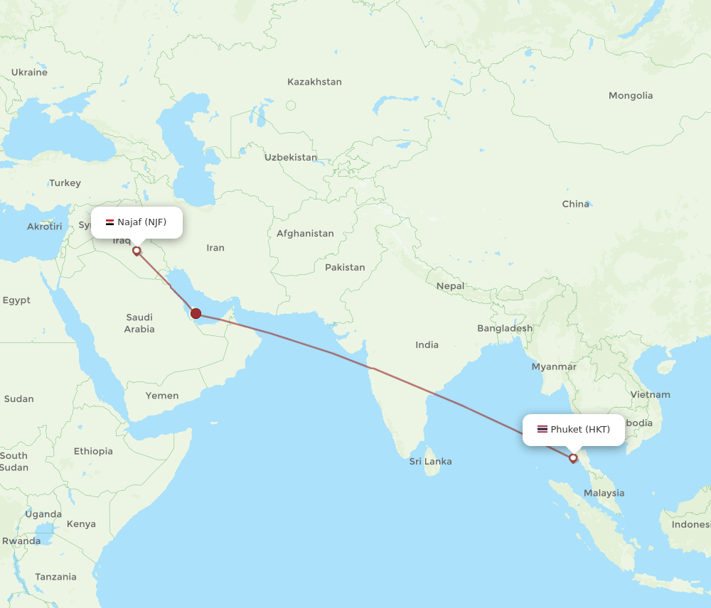 NJF-HKT flight routes