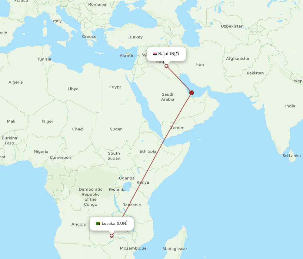 NJF-LUN flight routes