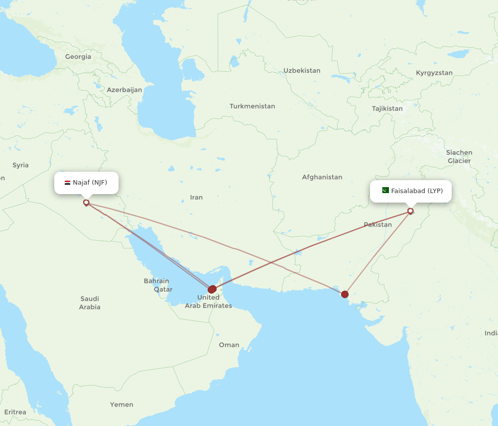 NJF-LYP flight routes