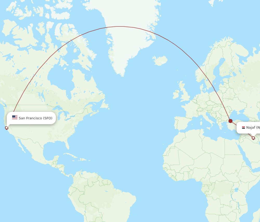 NJF-SFO flight routes