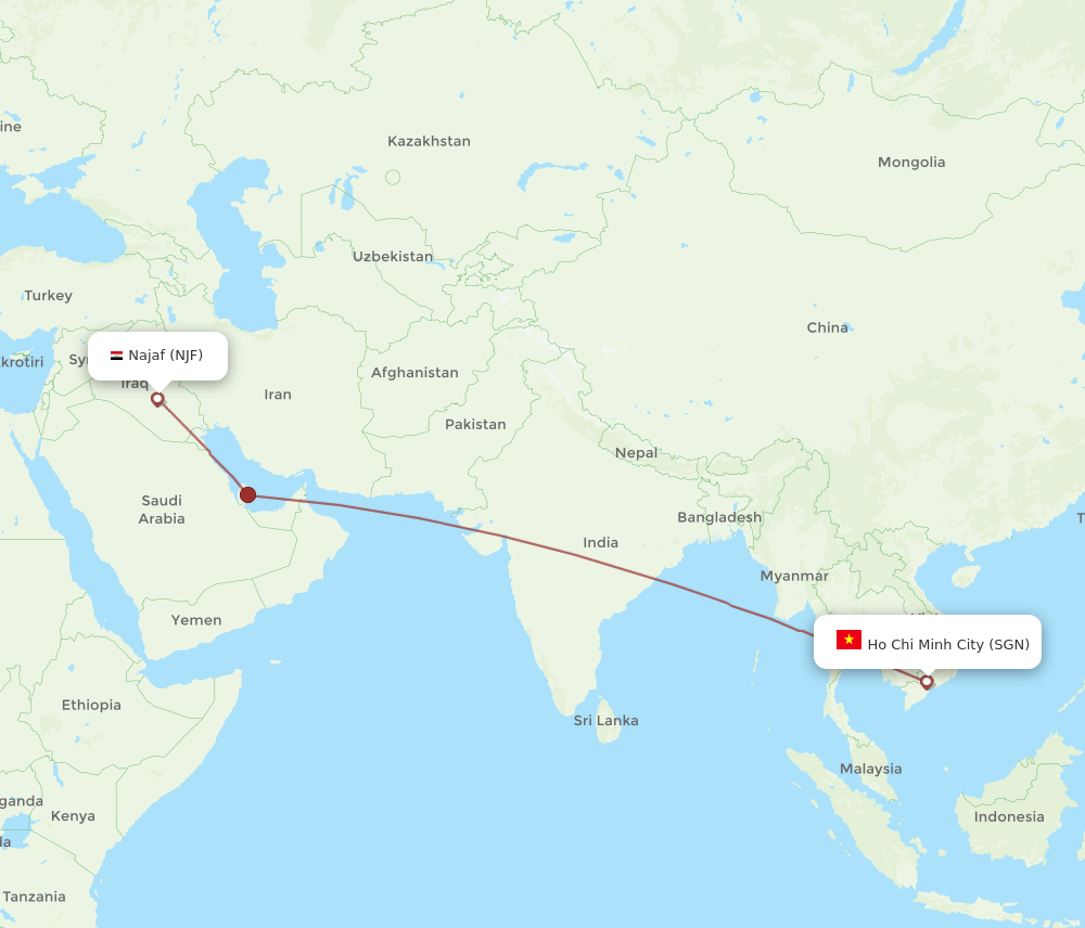 NJF-SGN flight routes