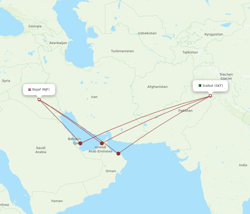NJF-SKT flight routes