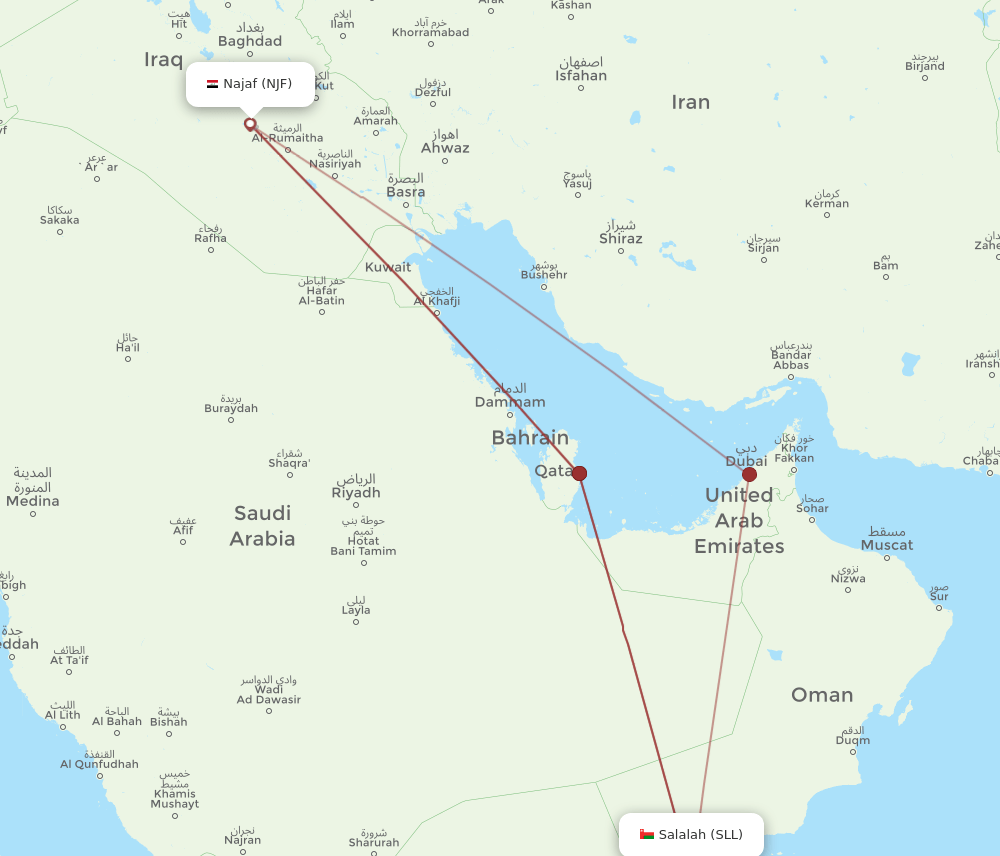 NJF-SLL flight routes