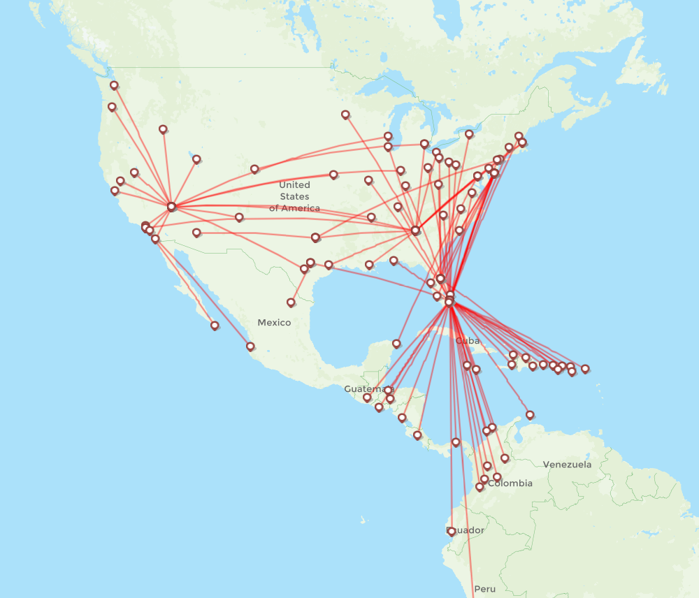 Spirit Airlines destination map