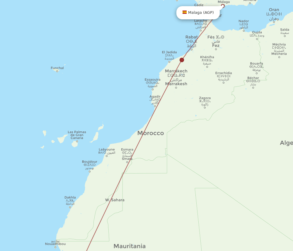 NKC-AGP flight routes