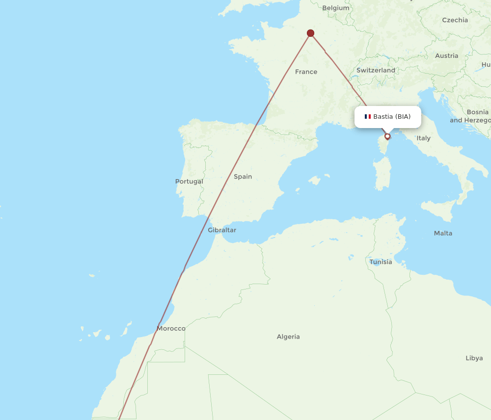 BIA to NKC flights and routes map