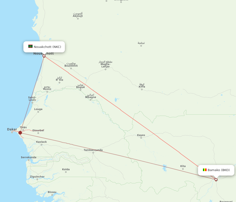 NKC to BKO flights and routes map