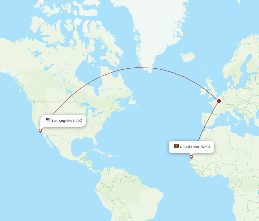 NKC-LAX flight routes