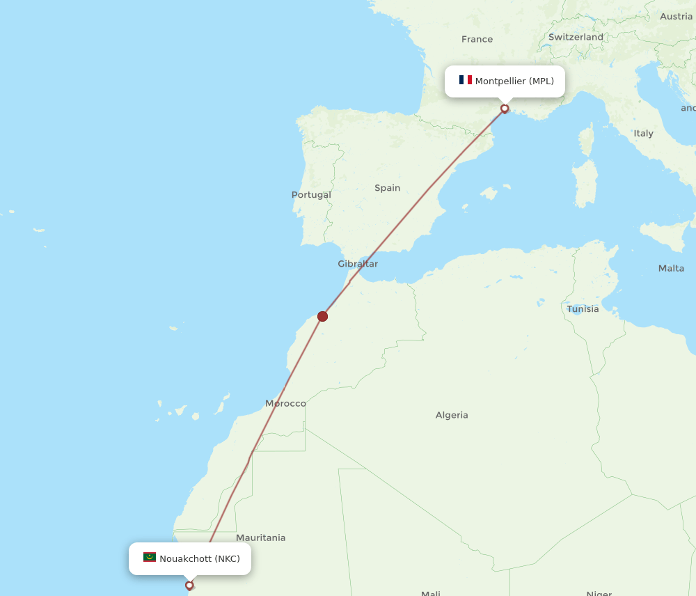 MPL to NKC flights and routes map