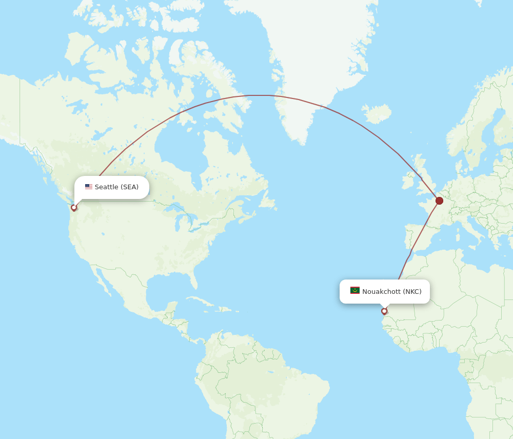 NKC to SEA flights and routes map