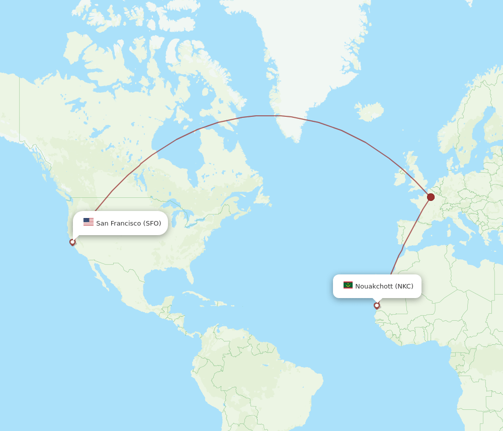 NKC-SFO flight routes
