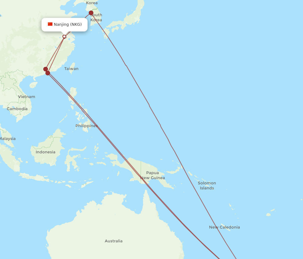 NKG-AKL flight routes