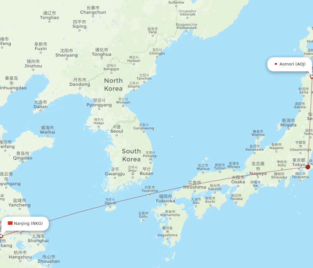 NKG-AOJ flight routes