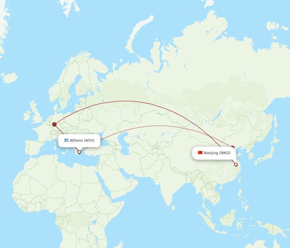 NKG-ATH flight routes