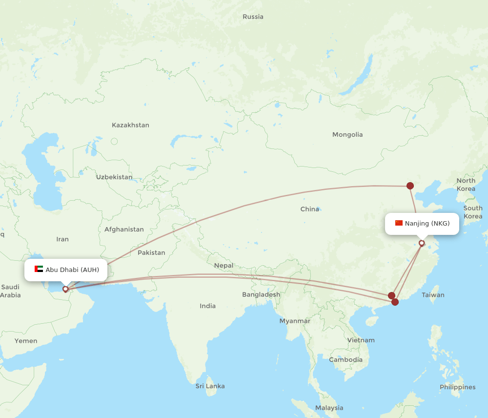 NKG-AUH flight routes