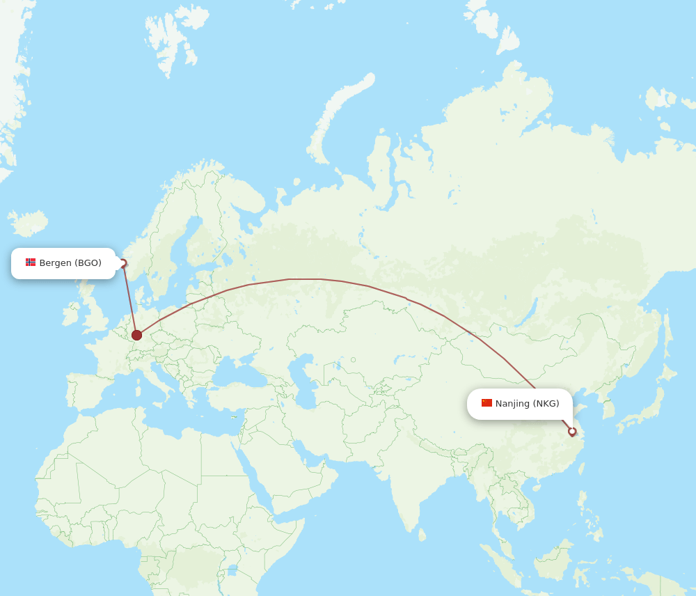 NKG-BGO flight routes