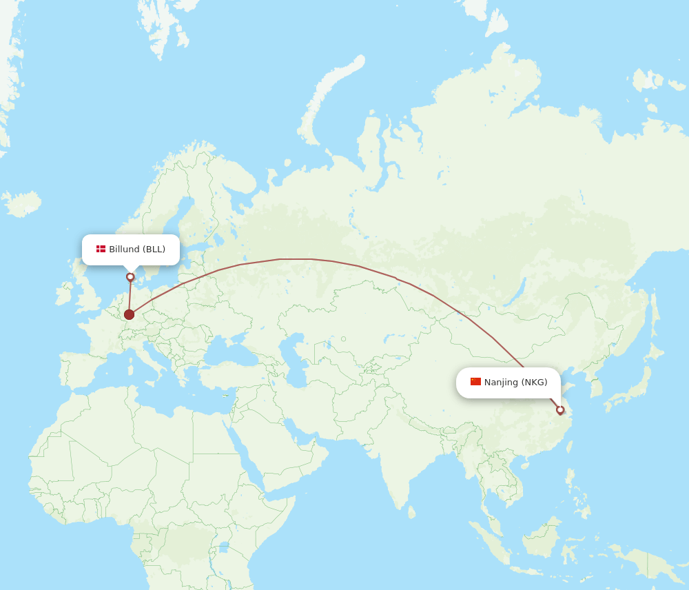 NKG-BLL flight routes