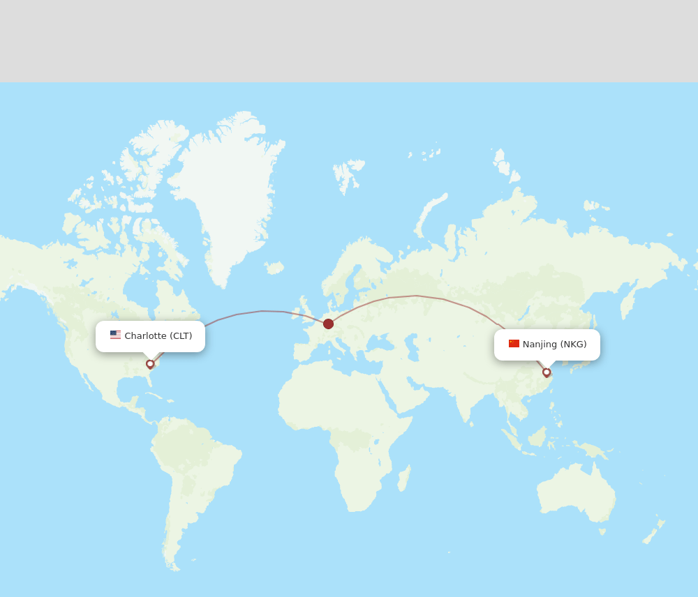NKG-CLT flight routes